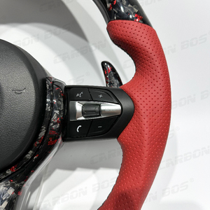 Volante Auto in Fibra di Carbonio Forgiata Rossa con LED per <span class=keywords><strong>BMW</strong></span> M3 F20 F22 F23 <span class=keywords><strong>F45</strong></span> F30 F31 F34 F35 F80 F32 F33 F36 F82 F48 F39 F25 F26 - Product Image 3