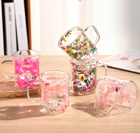 Mug en verre à double paroi créatif en verre borosilicate de haute qualité, fait à la main, nouveau design, 250 ml, pour fleurs séchées