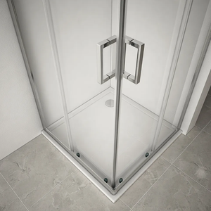 Cabine de douche carrée coulissante pour salle de bain d'hôtel avec porte de douche en verre trempé et cadre - Product Image 3