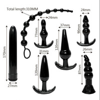 Jouets sexuels anaux très demandés, en silicone noir, lot de 10 pièces, pack combo, qualité médicale, étanche, écologique, sans danger pour le corps, plug anal OEM
