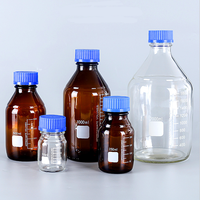 Bouteille de réactif en verre ronde graduée en gros bouteille en verre de laboratoire de stockage de réactifs bruns 100ml 250ml 500ml 1000ml