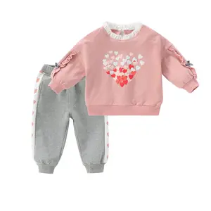 Nouveau modèle Collection printemps-automne pour bébé fille Ensemble de vêtements deux pièces à manches longues avec photo feuille
