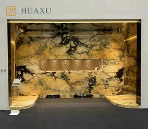Huaxu tagliato a misura naturale Pesca Venato pietra decorazione per la casa soggiorno Pesca marmo lastra