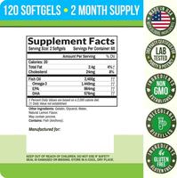 Capsules de Gel Molle en Huile de Poisson Oméga-3 Haute Concentration Marque Blanche 2400mg EPA DHA Végétaliennes Saveur Citron Naturel Compléments Cérébraux pour