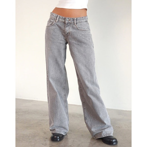 <span class=keywords><strong>Jean</strong></span> droit vintage <span class=keywords><strong>taille</strong></span> <span class=keywords><strong>basse</strong></span> sans stretch délavé pour <span class=keywords><strong>femme</strong></span> Sehe Fashion - Product Image 2