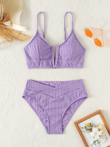Push up Bikini Hard Wrap Top Underwire Shoulder <strong>Straps</strong> High Waist Bottom Swimwear Women Solid Swimming Beach <strong>Bathing</strong> <strong>Suit</strong> - Product Image 2