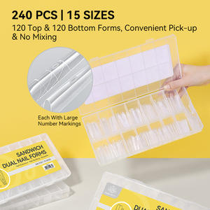 BORN PRETTY Moldes Reutilizables para Extensión de Uñas Francesas, Formas Personalizadas con Logotipo, Formas Dobles Transparentes de PVC para Uñas Coffin Ovaladas - Product Image 2