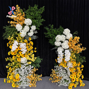 Arco de Flores Artificiales de Seda Amarillo y Blanco, Estilo Moderno, para Decoración de Bodas, Eventos de Regreso a Clases - Product Image 1