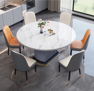 Ánh Sáng Hiện Đại Sang Trọng Bàn Tròn Đồ Nội Thất Ăn Uống Có Thể Gập Lại Rock Tấm Bàn Ăn Đặt Cho 6 Với Tủ Lưu Trữ Bàn Ghế - Product Image 6