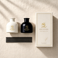 Diffuseur à roseaux sphérique noir personnalisé 100 ml, flacon en verre rond, parfum d'ambiance, huile parfumée, coffret cadeau, vente en gros