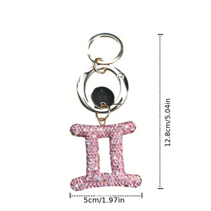 Portachiavi Personalizzato Creativo con 12 Segni Zodiacali in Cristallo e Strass, Simbolo Zodiacale Rosa, Regalo di Compleanno per Donne - Product Image 6