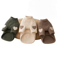 Sweat à capuche pour animaux de compagnie en polaire respirant et lavable, brodé cœur, chaud, pour petits chiots, automne-hiver, en velours, pour chiens et chats