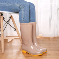 Bottes de pluie hautes pour femmes, marque Golden Elephant, imperméables, semelles en PVC et caoutchouc thermoplastique, à talons hauts, doublées, pour usage en cuisine