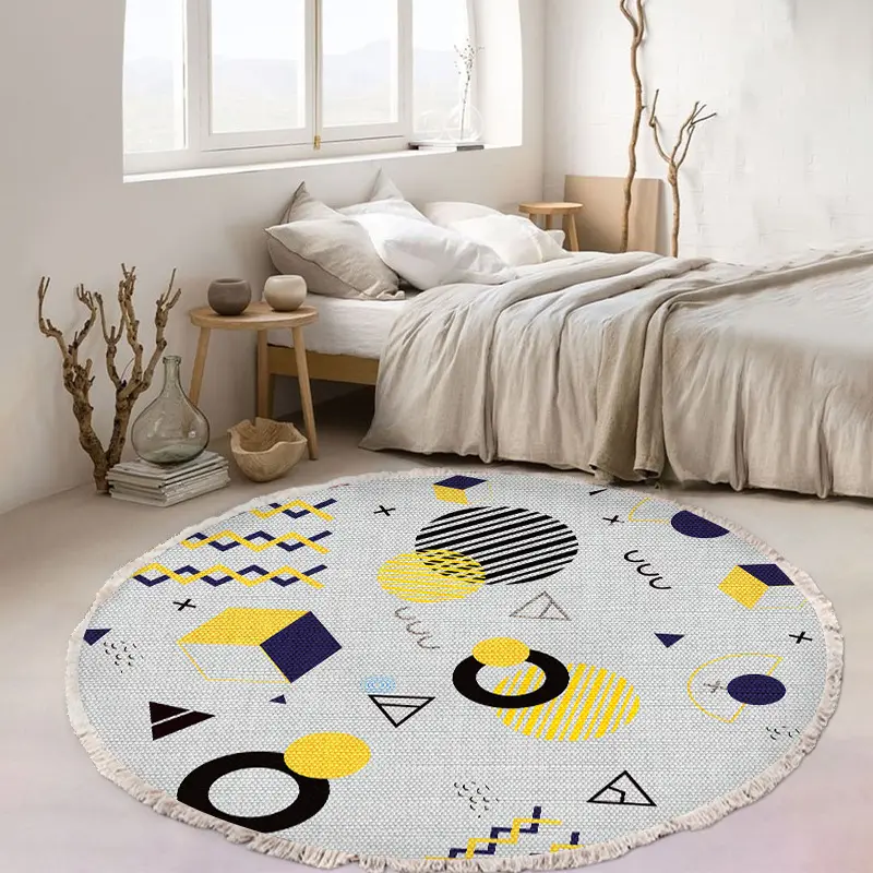 MU Nordic print decorative round carpets and rugs custom design area rug round handmade rug carpets for home decor
