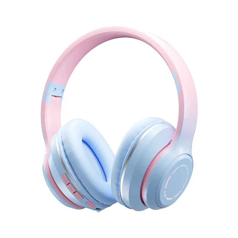 Wireless Headset Gradient Colour Bluetooth Headphone Stereo Sport Earphone With Mic Hifi Bass Anti Noise Game Helmet Girls