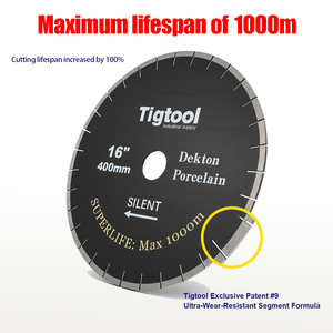 <span class=keywords><strong>Superlife</strong></span> Max 1000m Coupe sans copeaux 45 °   Lame de scie silencieuse pour coupe d'angle Tigtool 16''/400mm pour Dekton/Porcelaine/Pierre frittée - Product Image 3