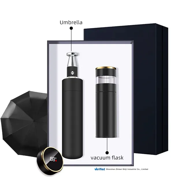 Automatic 3 folding ten panels umbrella 316 stainless steel vacuum flask wedding favour gifts for guests