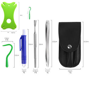 Estuche de cuero 5 en 1, pinzas para quitar garrapatas de acero inoxidable, mascotas, perros, gatos, pulgas, piojos, Twister, Kit para quitar pulgas y garrapatas - Product Image 2