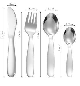 Juego de Cubiertos para Niños SS304, Juego de Cubiertos de Acero Inoxidable para Niños Pequeños, Cuchillo, Tenedor y Cuchara para Niños - Product Image 2