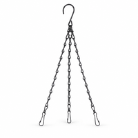 Chaînes de suspension robustes en métal noir de 40 cm à 3 points avec crochets en S pour mangeoires à oiseaux, lanternes et carillons éoliens