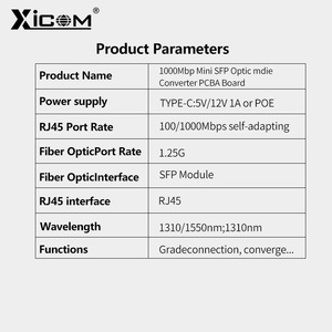 Convertidor de Medios de Fibra Óptica Mini XICOM SFP RJ45 con Receptor de Energía PoE 5V DC y Puerto Tipo-C - Product Image 3