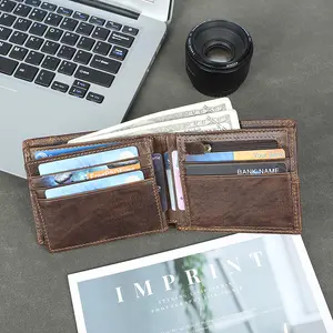Wholesale Vintage Design Cowhide Leather Men's Wallet Slim Premium Card Holder Genuine Leather Wallet