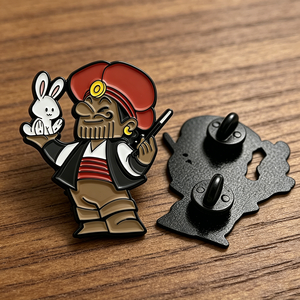 Pin de Solapa Esmaltado Personalizado de Pirata <span class=keywords><strong>Mago</strong></span> con Conejo Blanco, Insignia con Doble Cierre de Goma para Accesorio de Ropa - Product Image 2