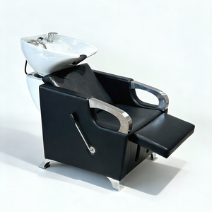Sillón de Lavado de Cabello Moderno para Salón, con Base Impermeable de Cuero PU y Lavabo - Product Image 1