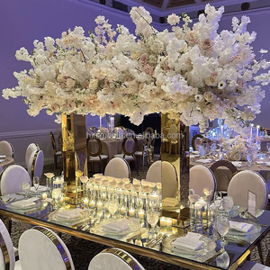 SMOOTH Wedding Decor Supplies New Table Flower Stand High Quality Gold <b>Mirror</b> <b>Acrylic</b> Arch Centerpieces - Product Image 2