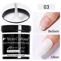 Gel dur pour ongles en pot de 100g, 6 couleurs, à faire tremper, non toxique, longue durée, extensions de gel UV, source de lampe LED pour salon DIY