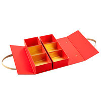 Emballage en carton portable personnalisé à deux niveaux, boîtes en papier à rabat magnétique empilables multicouches, boîte cadeau à double couche avec poignée