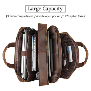Bolsos de Cuero Crazy Horse para Hombre, Maletines de Cuero para Oficina, Bolsos de Mensajero de Cuero, Bolsos de Abogado, Maletines de Cuero Genuino para Hombre - Product Image 3