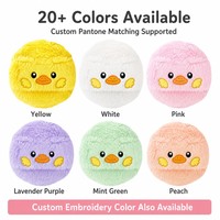 JLY Houpette à poudre en forme de canard de dessin animé mignon, en velours à poils longs brodé, pour poudre libre, logo personnalisé, OEM ODM, outil de maquillage, cadeau