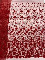 Tissu en dentelle à appliques florales 3D bleu marine de qualité supérieure, maille perlée pour la haute couture, plusieurs couleurs en stock, livraison rapide