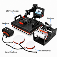 Mesin Cetak Kaos 5 in 1 Combo Heat Press Heat Transfer Sublimasi untuk Jersey, Kaos, Topi, Sepatu, Pulpen, Casing Ponsel
