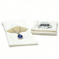 Vente en gros de petites pochettes à bijoux en coton et lin blanc avec logo imprimé personnalisé