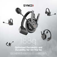 Synco Xtalk XPro X2 X5 2.4G Système d'appel sans fil à suppression de bruit en duplex intégral Écouteurs Dispositif de communication monté sur la tête