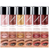Fard à paupières liquide personnalisé OEM, longue tenue, waterproof, pailleté, multi-usages, gloss à lèvres, maquillage illuminateur, cosmétiques véganes