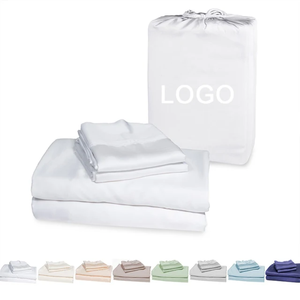 Parure de draps d'été 4 pièces de haute qualité, unie, douce, résistante aux plis, en microfibre, conçue pour les climats chauds - Product Image 1