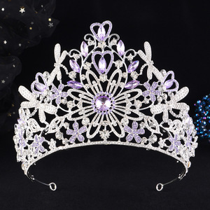 Tiara de Boda con Pedrería Rosa, Verde, Roja y <span class=keywords><strong>Lila</strong></span>, Corona para Novia, Reina o Mujer - Product Image 6