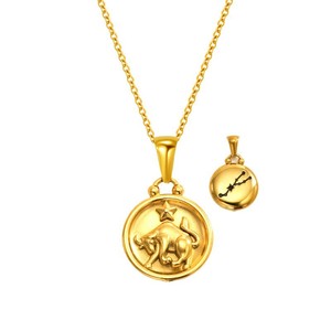 Collar con Colgante del Zodiaco de Doble Cara, Chapado en Oro de 18K, Acero Inoxidable, Resistente al Agua, PVD, Sin Deslustre, Elegante Joyería - Product Image 5