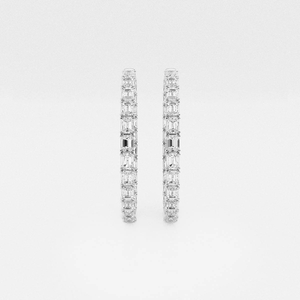 Elegant 1 1/2 Ctw Princess Lab Grown Diamond Channel Set <b>Hoop</b> <b>Earrings</b> With Brilliant Sparkle Ethical Luxury Jewelry For Women - Product Image 4