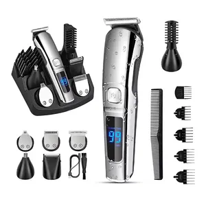 Waterproof Six-in-one Rechargeable Mens Hair Trimmers Clippers Cordless Body Face Beard Grooming Set Electric Razor Shavers