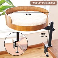 Lit de bureau pour chat - 360 °   Hamac rotatif et réglable en bois avec tapis pour animaux lavable, gain de place pour le bureau à domicile/les bureaux d'ordinateur