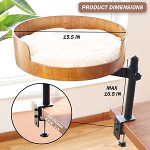 Cama de Escritorio para Gatos - 360 °   Hamaca Giratoria y Ajustable de Madera con Tapete Lavable para Mascotas, Ahorra Espacio para Oficina en Casa/Escritorios de Computadora - Product Image 2