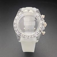 Pièces de montre modifiées, boîtier en acier inoxydable noir de 39 mm, chronographe, boucle à ardillon, bracelet en caoutchouc, compatible avec le mouvement à quartz VK63