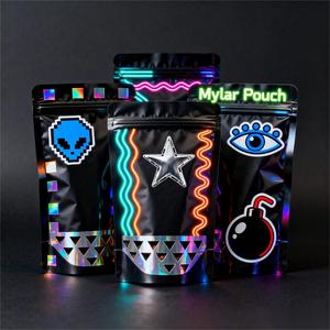 Nhỏ tùy chỉnh in kỹ thuật số mờ màu tím 1G 3.5G 7G 14g Mylar đứng lên túi có khóa kéo cho băng Miệng - Product Image 2