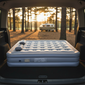 Lit d'air double pliable de haute qualité OEM, <span class=keywords><strong>matelas</strong></span> <span class=keywords><strong>gonflable</strong></span> en PVC floqué avec pompe intégrée - Product Image 1