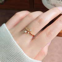 Pabrik emosional 925 perak murni batu permata berlapis emas 14K Cabang bunga elegan bunga Moissanite cincin