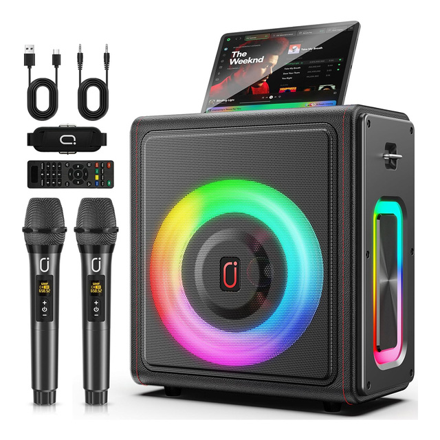 Custom Amazo Karaoke Machine with 2 Wireless Professional Karaoke System Microphones for Portable Outdoor Karaoke Player